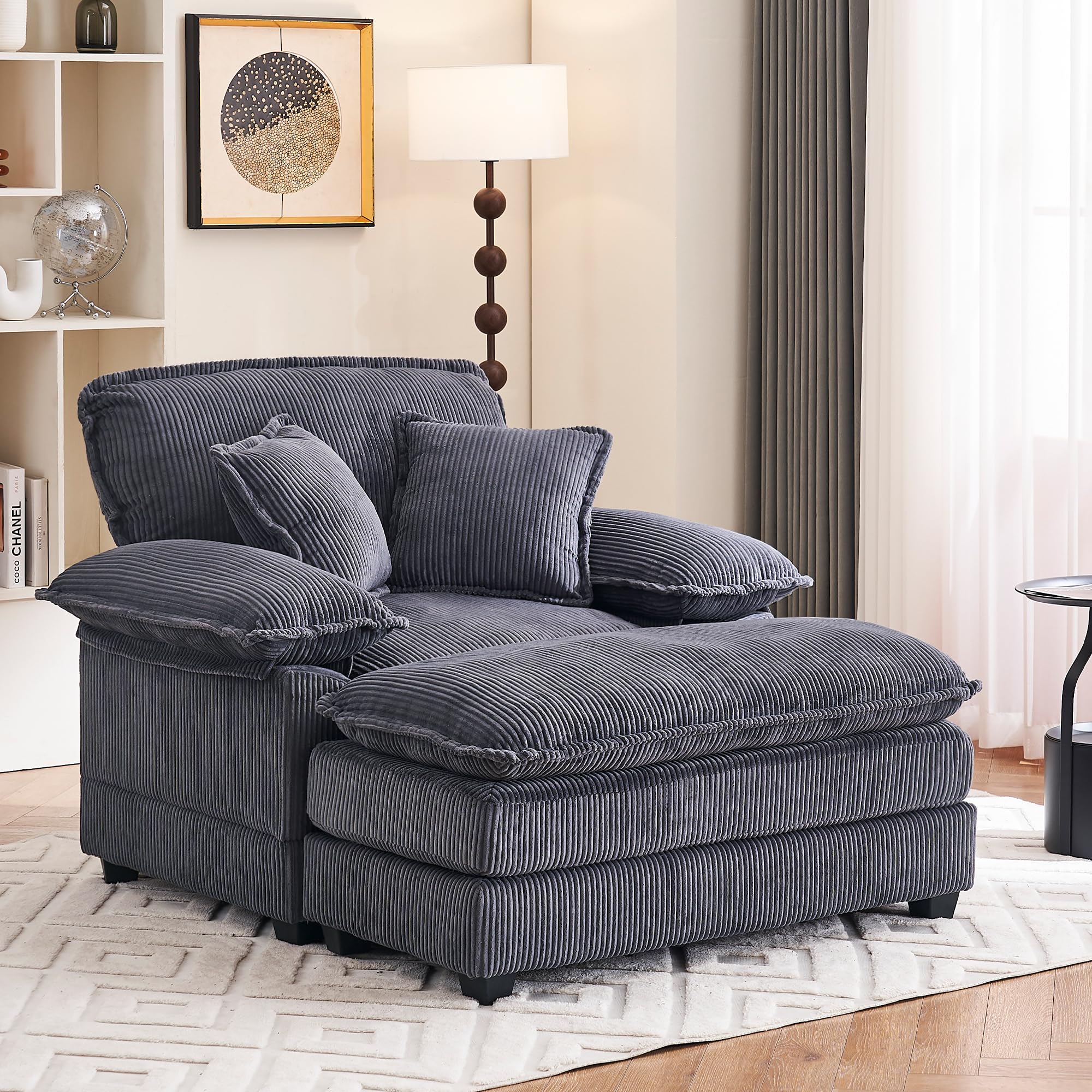 Amazon.com: ZX Design Oversized Chaise Lounge Chair with Ottoman